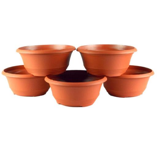 PLASTIC PLANT BOWLS TERRACOTTA 17CM - 35CM. PACKS OF 10