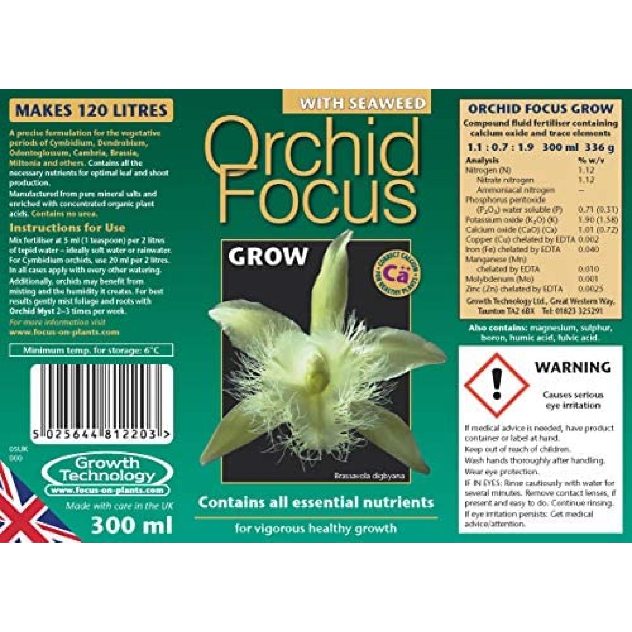 ORCHID FOCUS GROW PLANT FEED. 100ml 300ml 1L