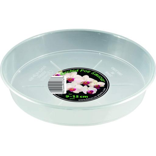 CLEAR PLASTIC ORCHID SAUCERS. 9-15CM AND 17-19CM.(To go with orchid pots)