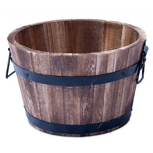 Wooden Whiskey Barrel Planter different sizes Burnt Wood