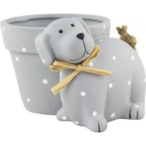 Ceramic Sitting Dog Decorative Flower Seed Herb Plant Pot